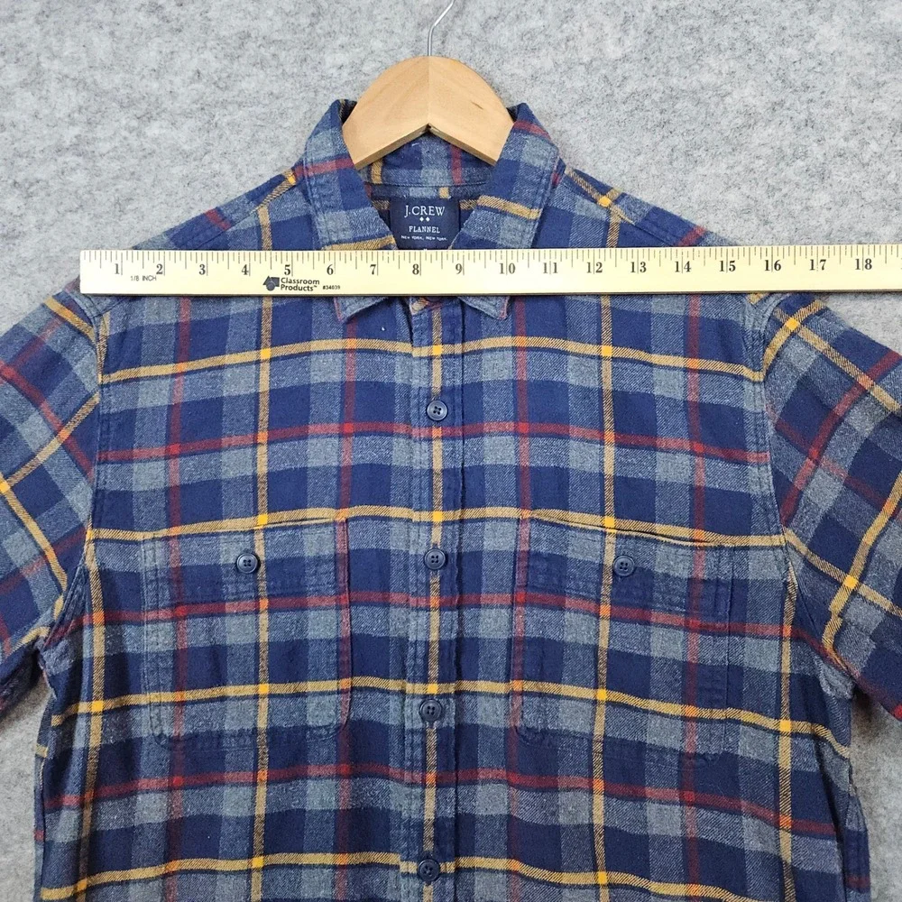 J Crew Flannel Button Up Shirt Men's Size M Multicolor Plaid‎ Long Sleeve Cotton